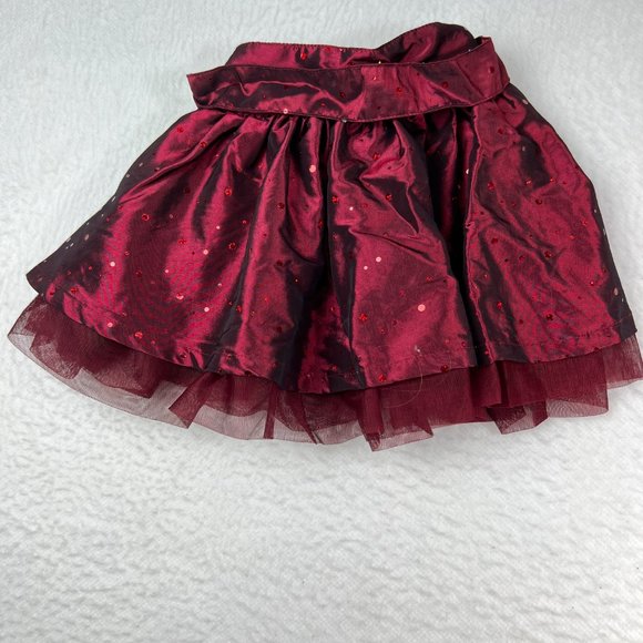The Children's Place Red Sparkle Skirt Sz 24M Sheen Iridescent - Picture 3 of 4